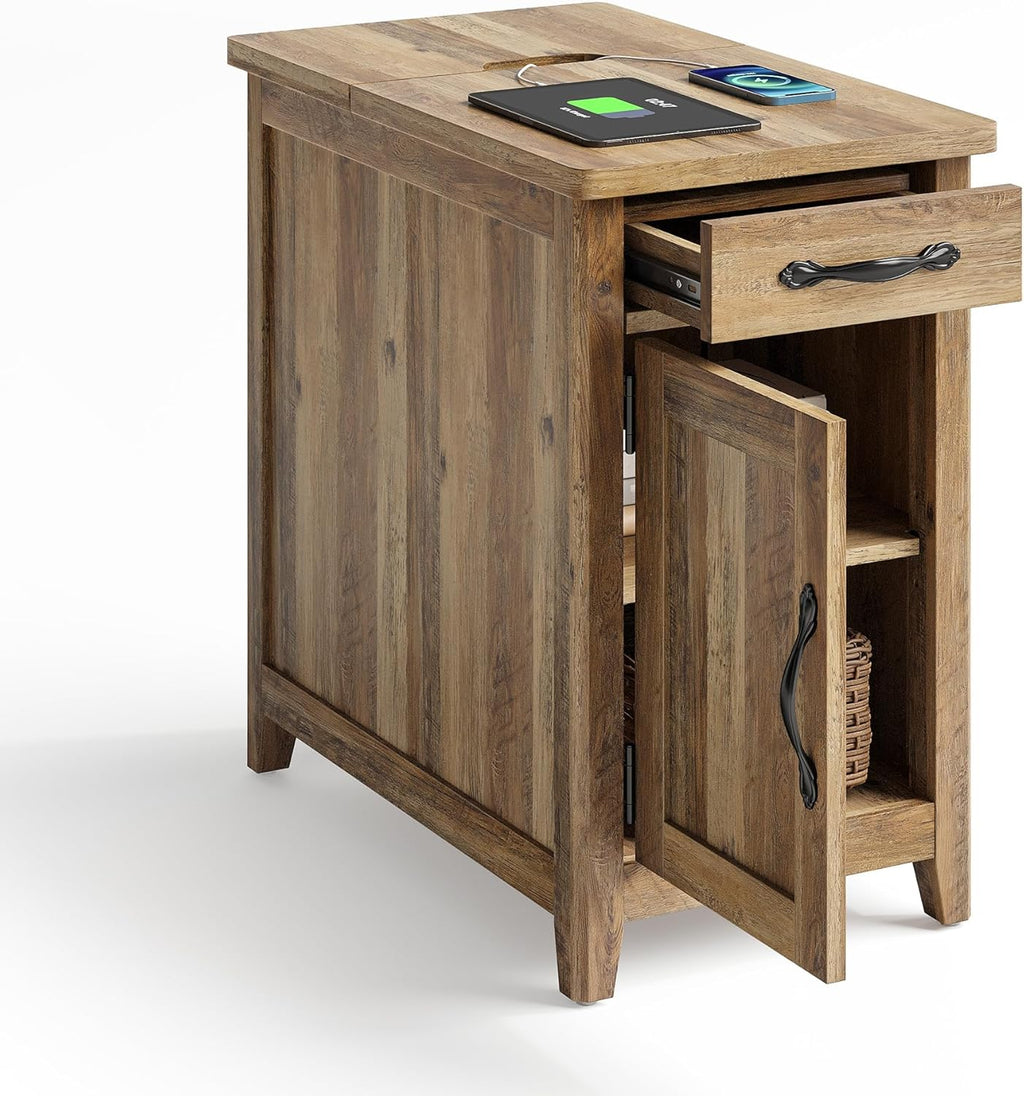 Farmhouse End Table Narrow Side Table Small Nightstand